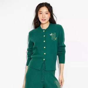 Paul tazewell x target green wicked button cardigan medium W logo NWT crew neck